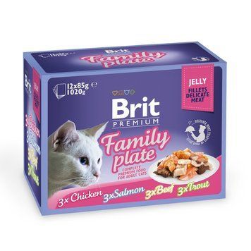 Набір вологих кормів Brit Premium pouches &laquo;Сімейна тарілка філе в желе&raquo; для котів, асорті із 4 смаків, 12 шт. х 85 г 111245/408 фото