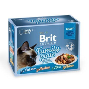 Набір вологих кормів Brit Premium Cat Pouches &laquo;Сімейна тарілка, філе в соусі&raquo; для котів, асорті із 4 смаків, 12 шт. х 85 г 111257/422 фото