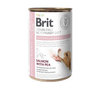 Влажный корм Brit GF VetDiet Hypoallergenic для собак с пищевой аллергией или непереносимостью, с лососем и горошком, 400 г 100259/5873 фото
